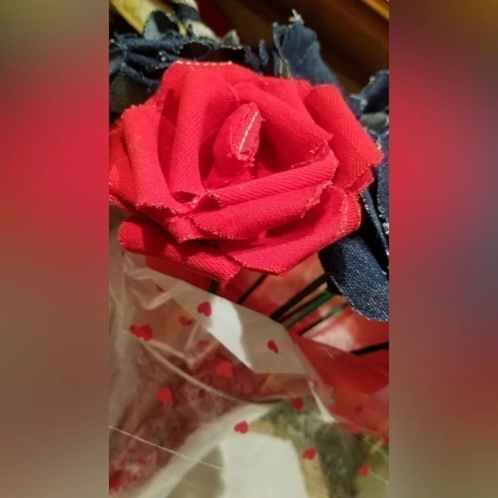 Tasty Raw Edge Denim Forever Roses Mixed Bouquet